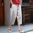 Women Casual Linen and Cotton Lantern Cropped Pants