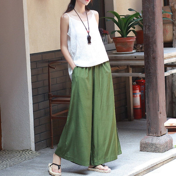 Women Yoga Palazzo Style Cupro Fabric Lantern Palazzo Wide Leg Pants