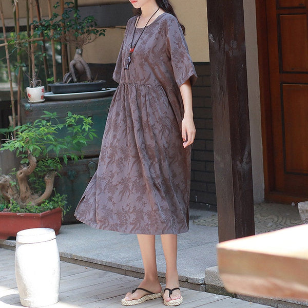 Jacquard Dress/ Tea Length Dress/ Simple Dress/ Loose Dress/ Summer Dress/Maternity dress/ Everyday dress/ Casual dress