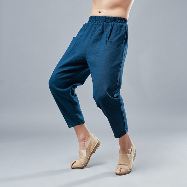 Men New Style Causal Linen and Cotton Capri Pants
