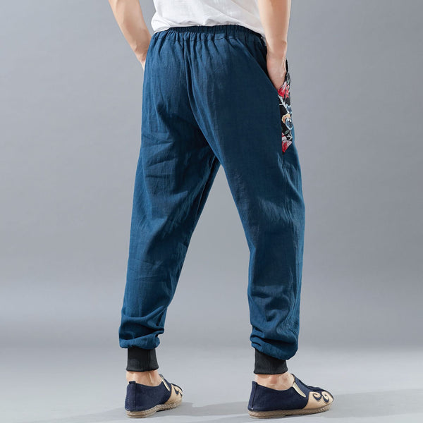 Men Asian Style Men Linen and Cotton KungFu Pants
