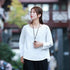 Simple Pure Color Women Linen and Cotton Long Sleeve Blouses