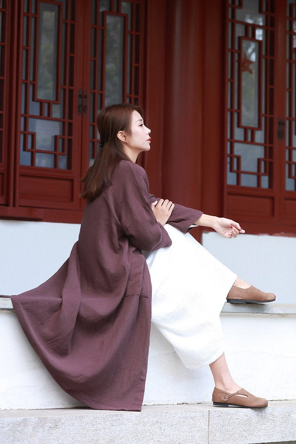 Women Robes Style Linen and Cotton Coat