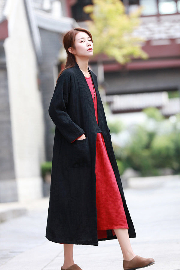 Women Robes Style Linen and Cotton Coat