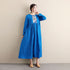 Women Ethnic Hanfu Style Linen and Cotton Tea Length Dress