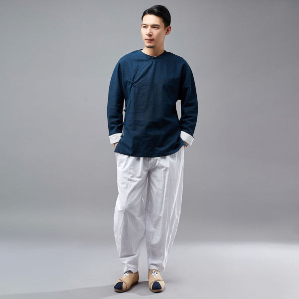 Men Hangfu KungFu Style Linen and Cotton Tops