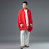 Men Red Loose Linen and Cotton Linen Cardigan Shirt