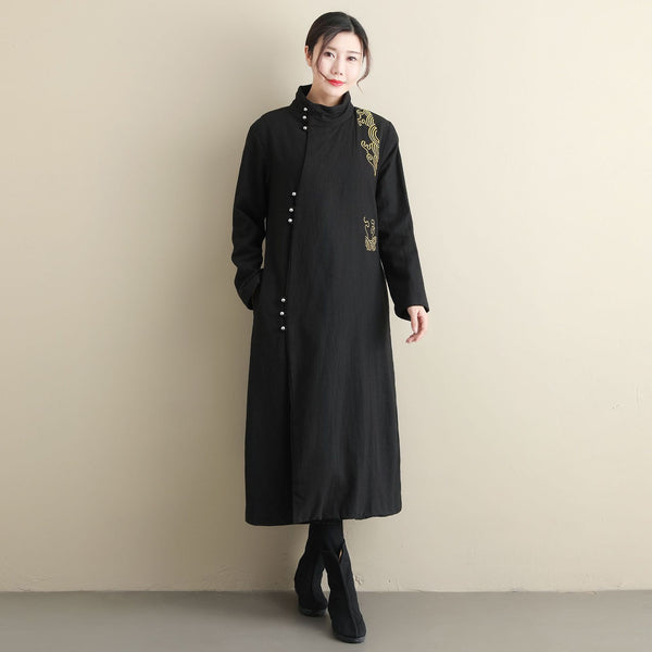 Women Eastern Style Linen and Cotton Hanfu Coat (inner with velvet)
