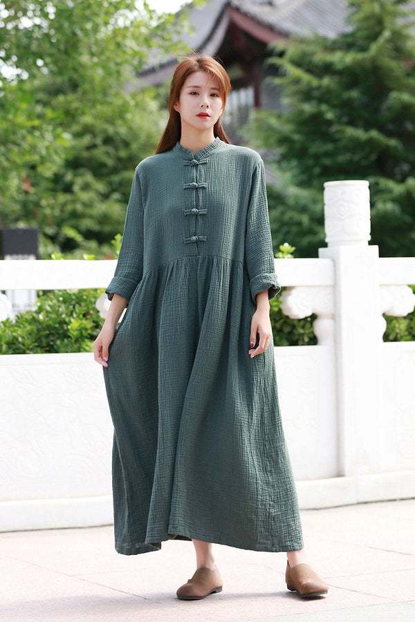 White Dress/ Maternity dress/ Linen Dress/ Summer Dress/ Tea Length Dress/ Casual dress/ High Waist Dress