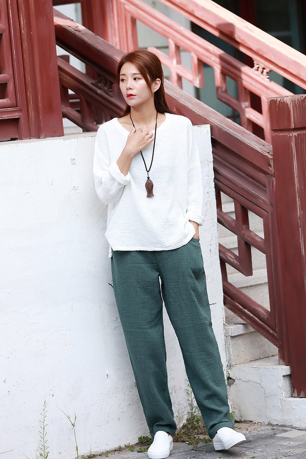 Women Causal Light Linen and Cotton Pants