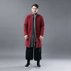 Men Asian KungFu Style Middle Length Linen and Cotton Quilted Coat