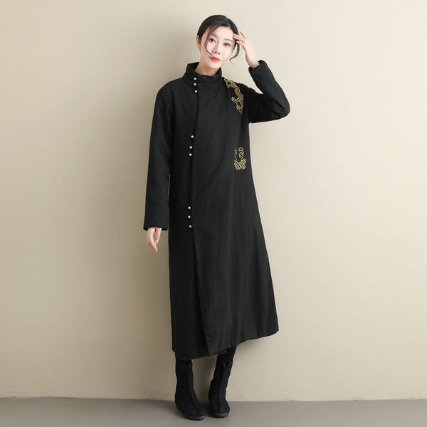Women Eastern Style Linen and Cotton Hanfu Coat (inner with velvet)