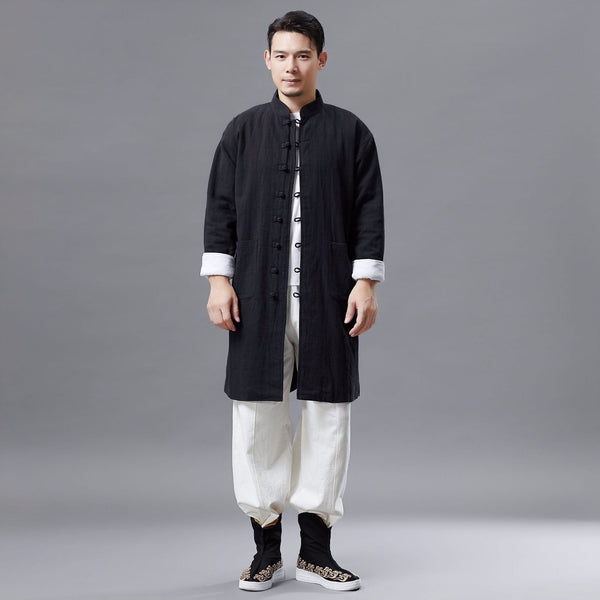 Men Asian Style Linen and Cotton Coat (inner with velvet)