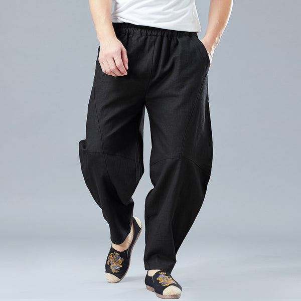 Men New Style Causal Linen and Cotton Small Leg Bloom Pants