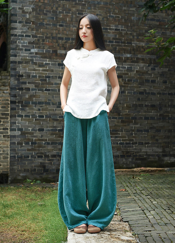 Women Retro Style Women Linen and Cotton Lantern Pants