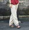 Women Retro Style Water-washed Linen and Cotton Straight Pants