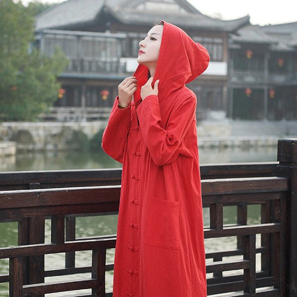 Women Witch Robes Style Linen and Cotton Coat Hoodie