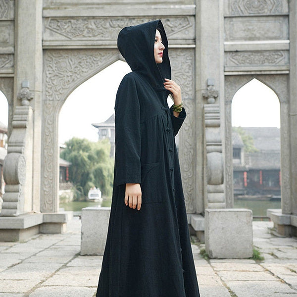 Women Witch Robes Style Linen and Cotton Coat Hoodie