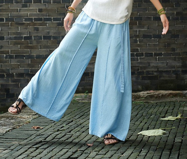 Women Yoga Palazzo Style Linen and Cotton Lantern Palazzo Wide Leg Dancing Pants