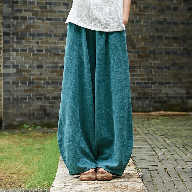 Women Retro Style Women Linen and Cotton Lantern Pants