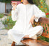 Simple New Style Linen and Cotton Pure Color Women Long Sleeve Linen Cardigan Blouses