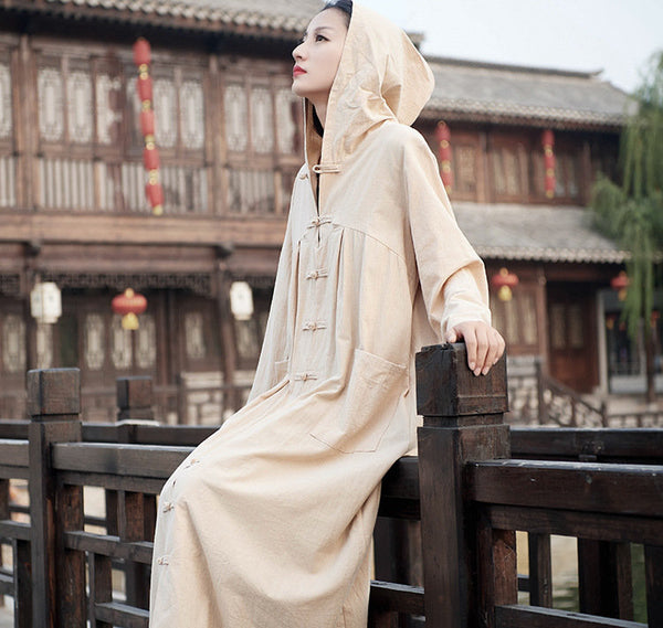 Women Witch Robes Style Linen and Cotton Coat Hoodie