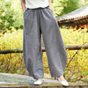 Women Natural Linen Fabric Pure Ramie Retro Lantern Leisure Pants