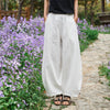 Women Retro Style Women Water-washed Linen and Cotton Lantern Pants