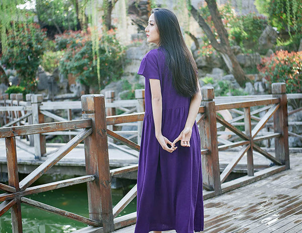 Simple Linen and Cotton Dress/ Ankle Length Dress/ Maternity dress/ Casual dress/ Tent Dress