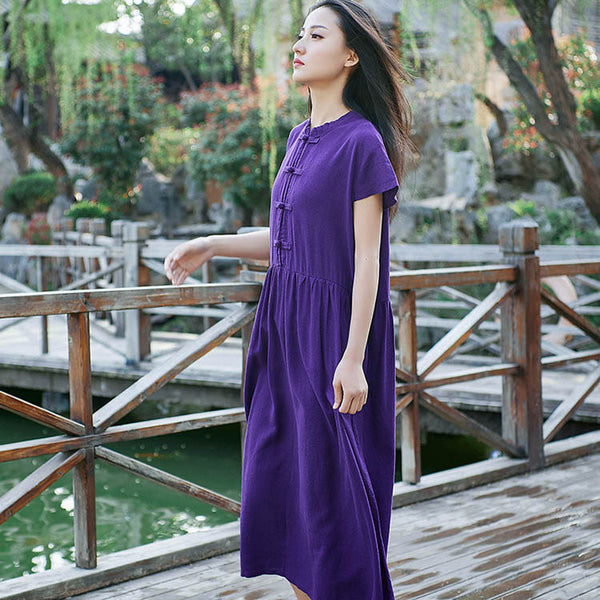 Simple Linen and Cotton Dress/ Ankle Length Dress/ Maternity dress/ Casual dress/ Tent Dress
