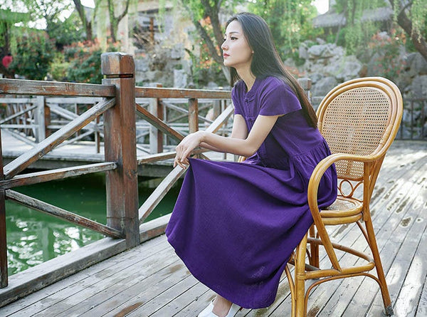 Simple Linen and Cotton Dress/ Ankle Length Dress/ Maternity dress/ Casual dress/ Tent Dress