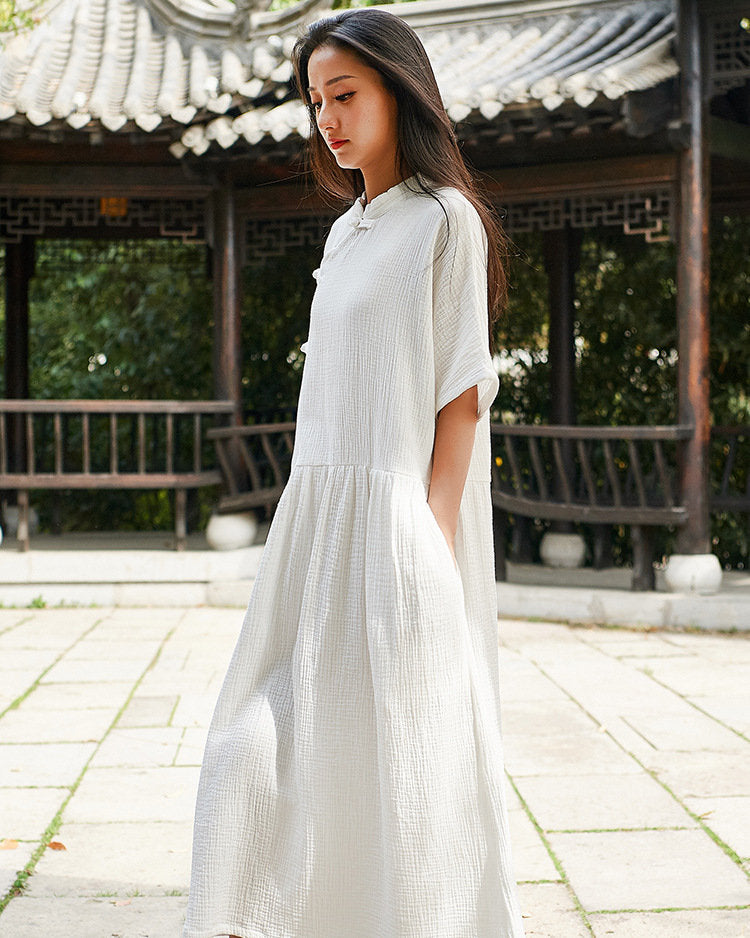 Simple Linen Dress/ Summer Linen Dress/ Maternity Dress/ Casual Dress/ Tent Dress White Simple Linen Dress/ Summer Linen Dress/ Maternity Dress/ Casual Dress/ Tent Dress White