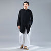 Men Tai Chi Loose Style Water-washed Linen Long Sleeved Cardigan Long Shirts