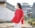 Pure Color Asian Style Women Half Sleeve Linen and Cotton Blouses