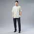Men Simple Style Linen and Cotton V-neck Short Sleeved T-shirt