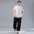Men Asian Style Sand-Washed Short Sleeved T-shirt with Pocket Tops