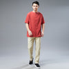 Men Simple Style Casual Light Soft Linen and Cotton Round-Neck Short Sleeved T-shirt Tops