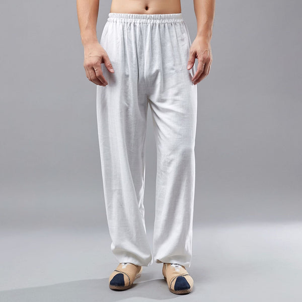 Men Loose Tai Chi Zen Linen and Cotton KungFu Pants